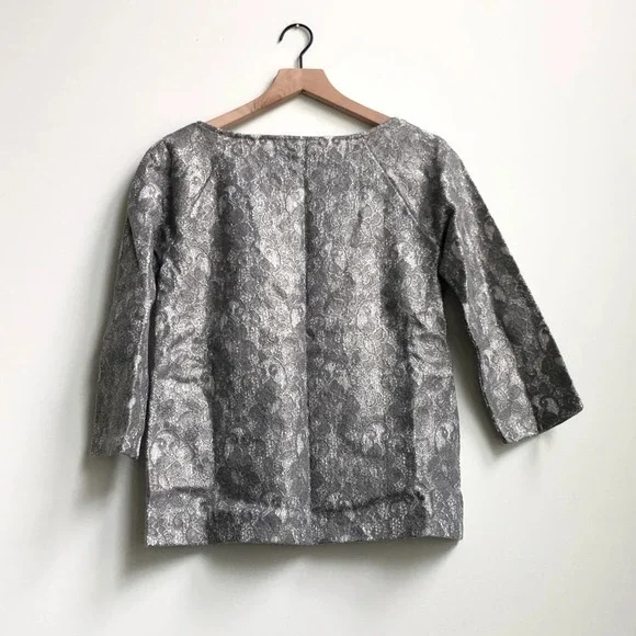 New banana republic bonded metallic lace sweater top blouse small party holiday - Picture 11 of 16